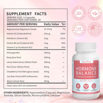 Natural Hormone Balance Capsules for Women - Mood Boosting Supplement