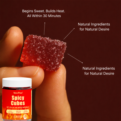 NaturePlanet 8-in-1 Spicy Cubes - Couples & Date Night | with Muira Puama, Maca Root & 8 Botanicals for Energy, Mood & Vitality | Spicy Gummies for Adults, Hot Peach Flavor, 60 Gummies