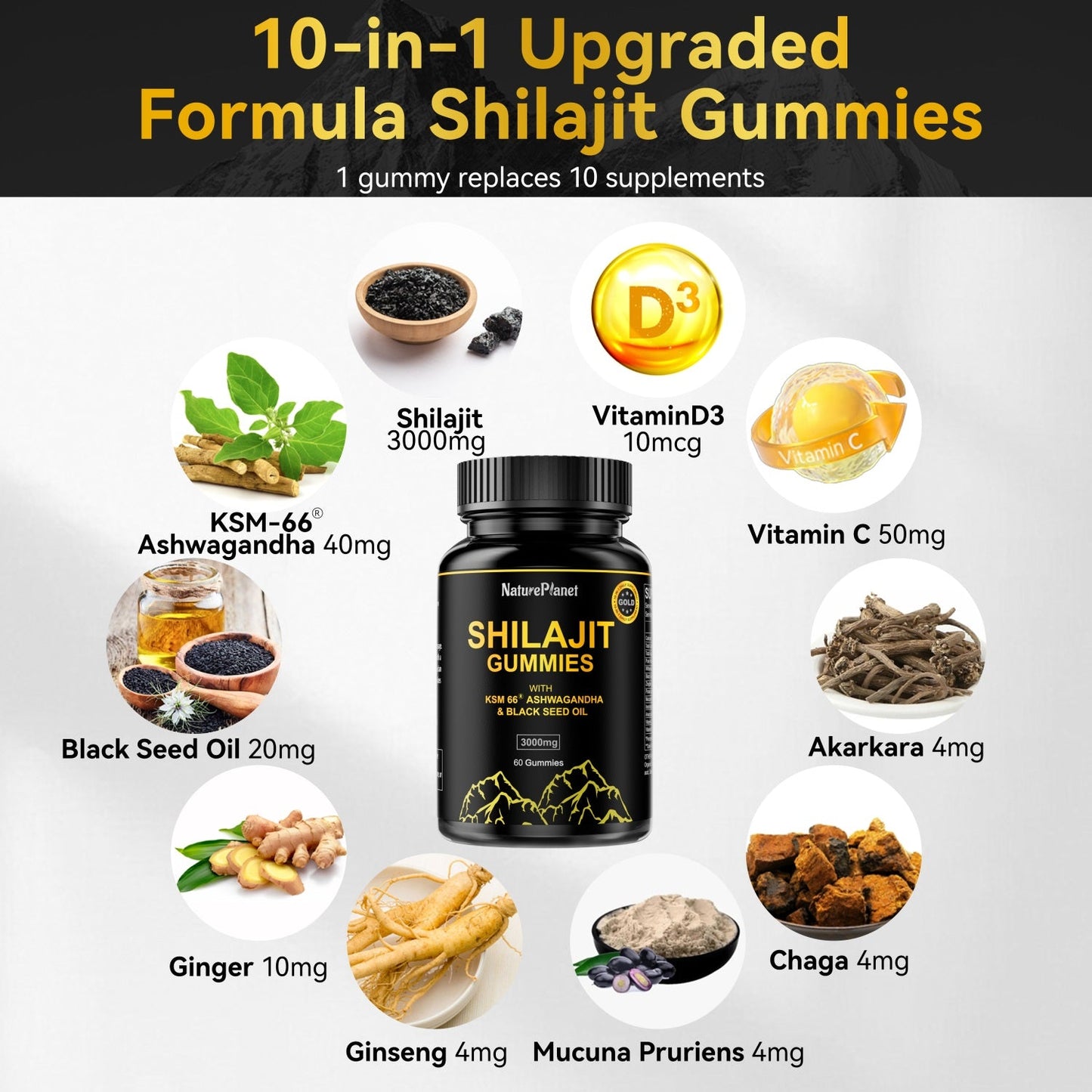Shilajit Gummy for Men & Women - Natural Immunity Support Supplement