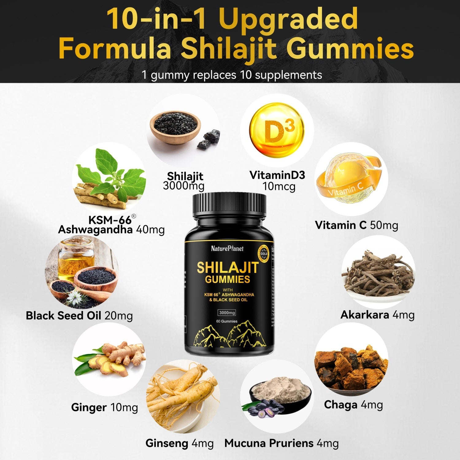 Shilajit Gummy for Men & Women - Natural Immunity Support Supplement