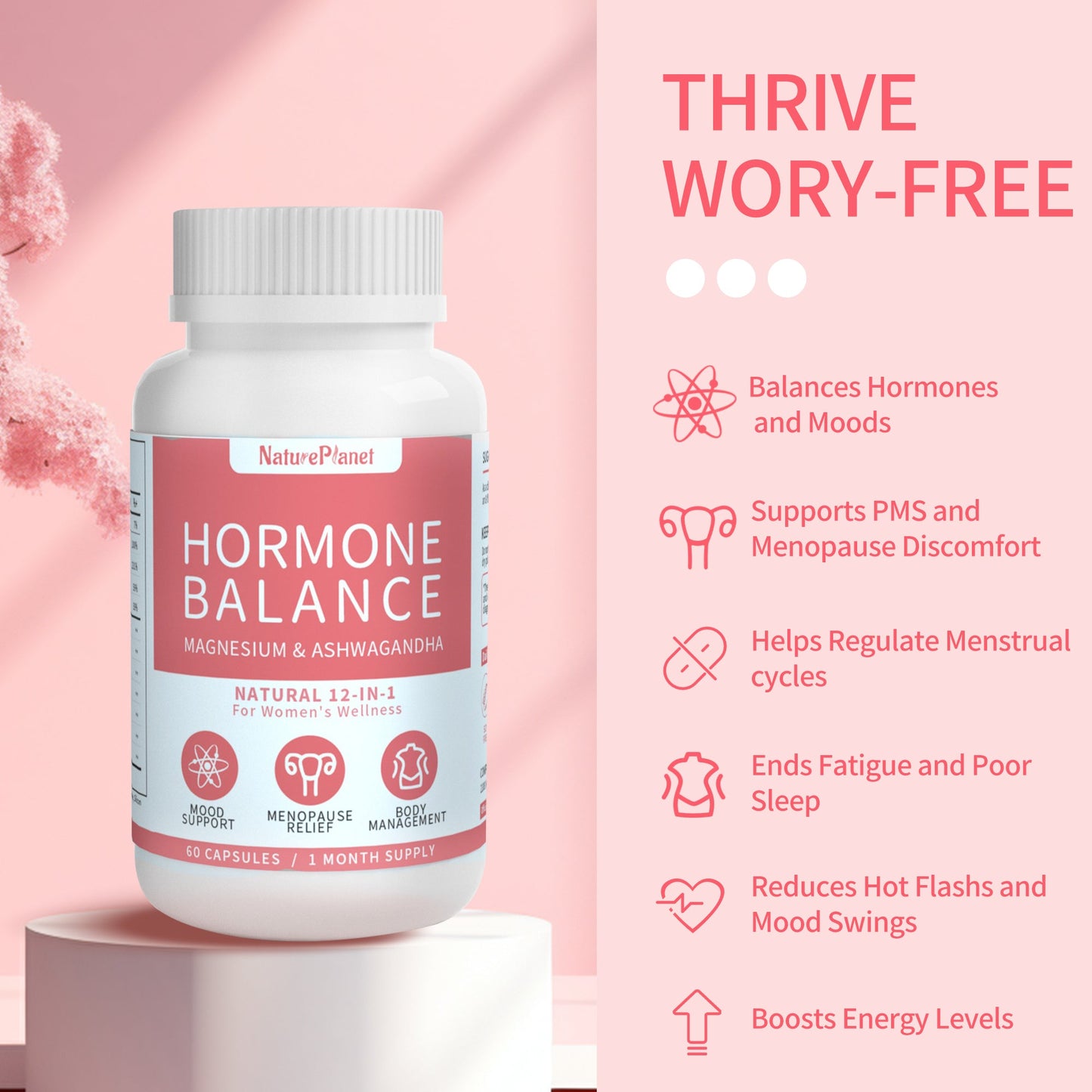Natural Hormone Balance Capsules for Women - Mood Boosting Supplement