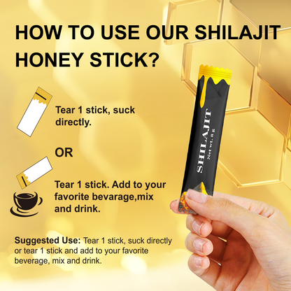 NaturePlanet Shilajit Honey Sticks with Ashwagandha & Saffron - 25 sticks