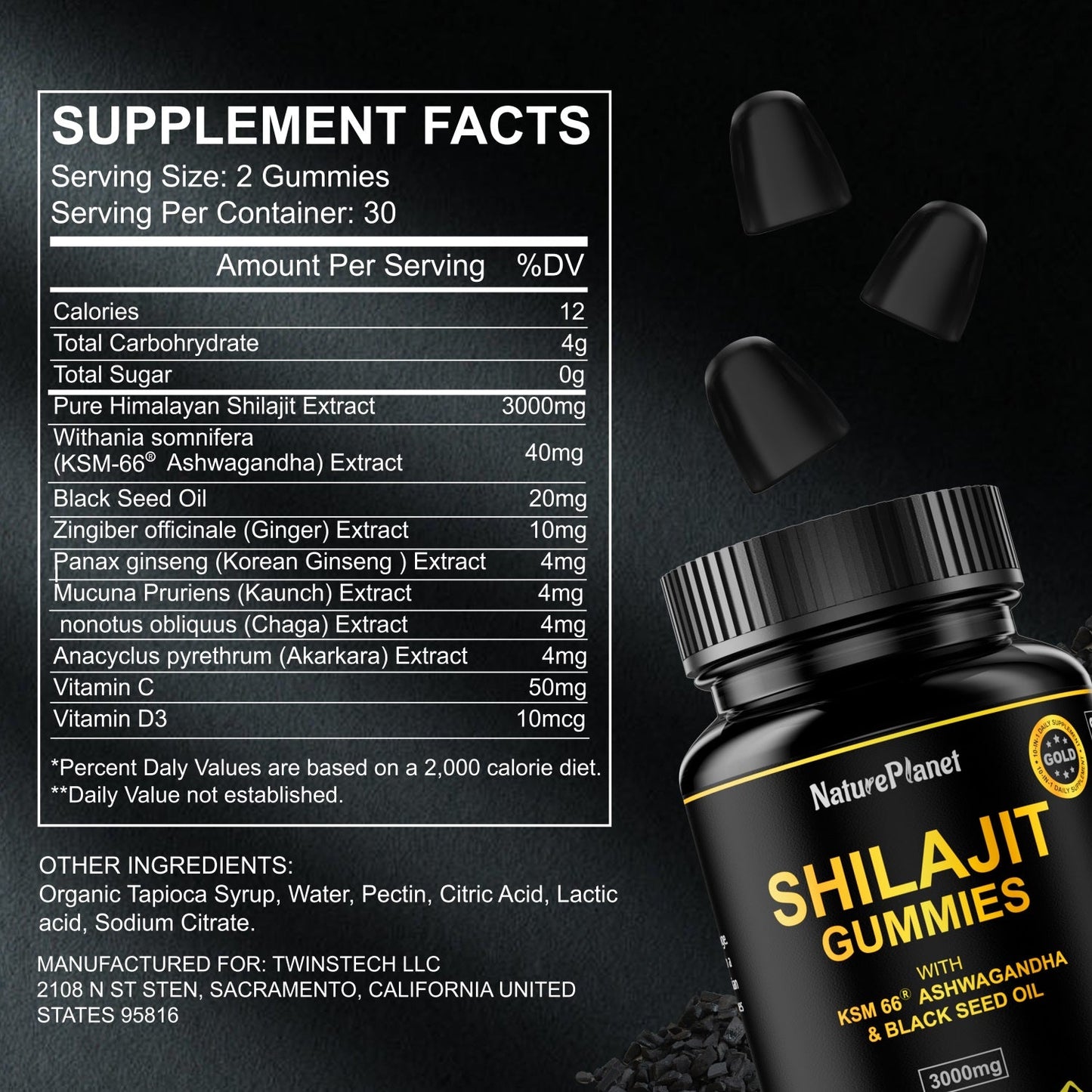 Tik Tok Exclusive - Shilajit Gummy for Men & Women- Energy, Brain, Immunity Support