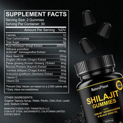 Tik Tok Exclusive - Shilajit Gummy for Men & Women- Energy, Brain, Immunity Support