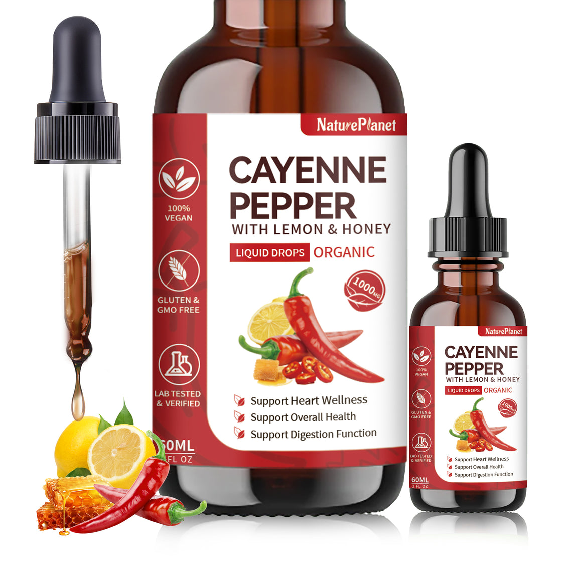 Tik Tok Exclusive - Cayenne Multivitamin Drops 丨 Heart & Digestion Support 丨 Organic, Vegan - 60 ml